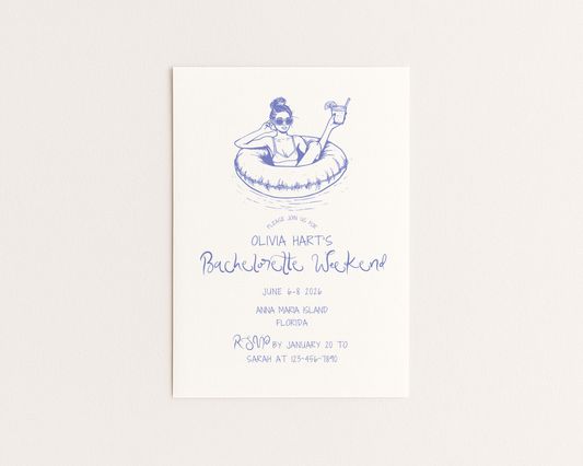 Coastal Bachelorette Invitation | Hand Drawn Beach Design | Canva Template