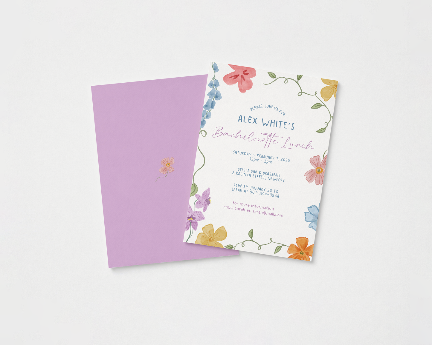 Floral Bachelorette Invitation| Hand Drawn Garden Design | Canva Template