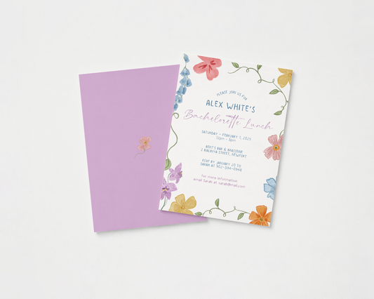 Floral Bachelorette Invitation| Hand Drawn Garden Design | Canva Template