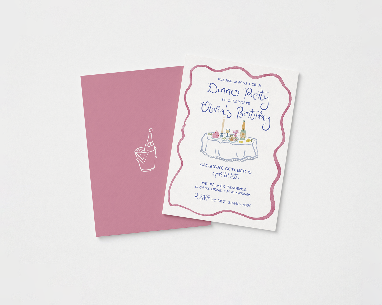 Dinner Party Invitation | Hand Drawn Watercolor Tablescape | Canva Template
