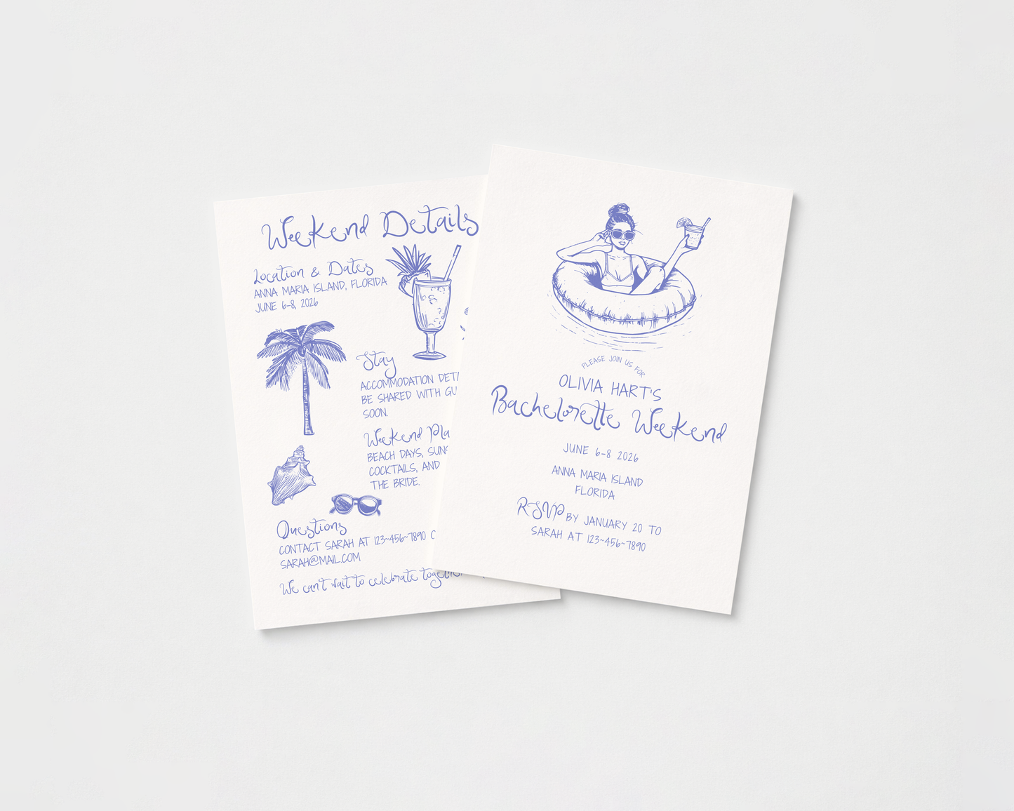 Coastal Bachelorette Invitation | Hand Drawn Beach Design | Canva Template
