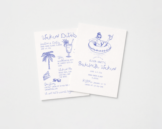 Coastal Bachelorette Invitation | Hand Drawn Beach Design | Canva Template
