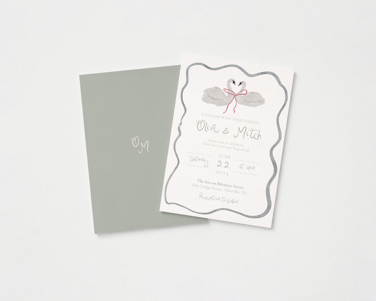 Whimsical Wedding Invitation | Hand Drawn Swan Design | Canva Template