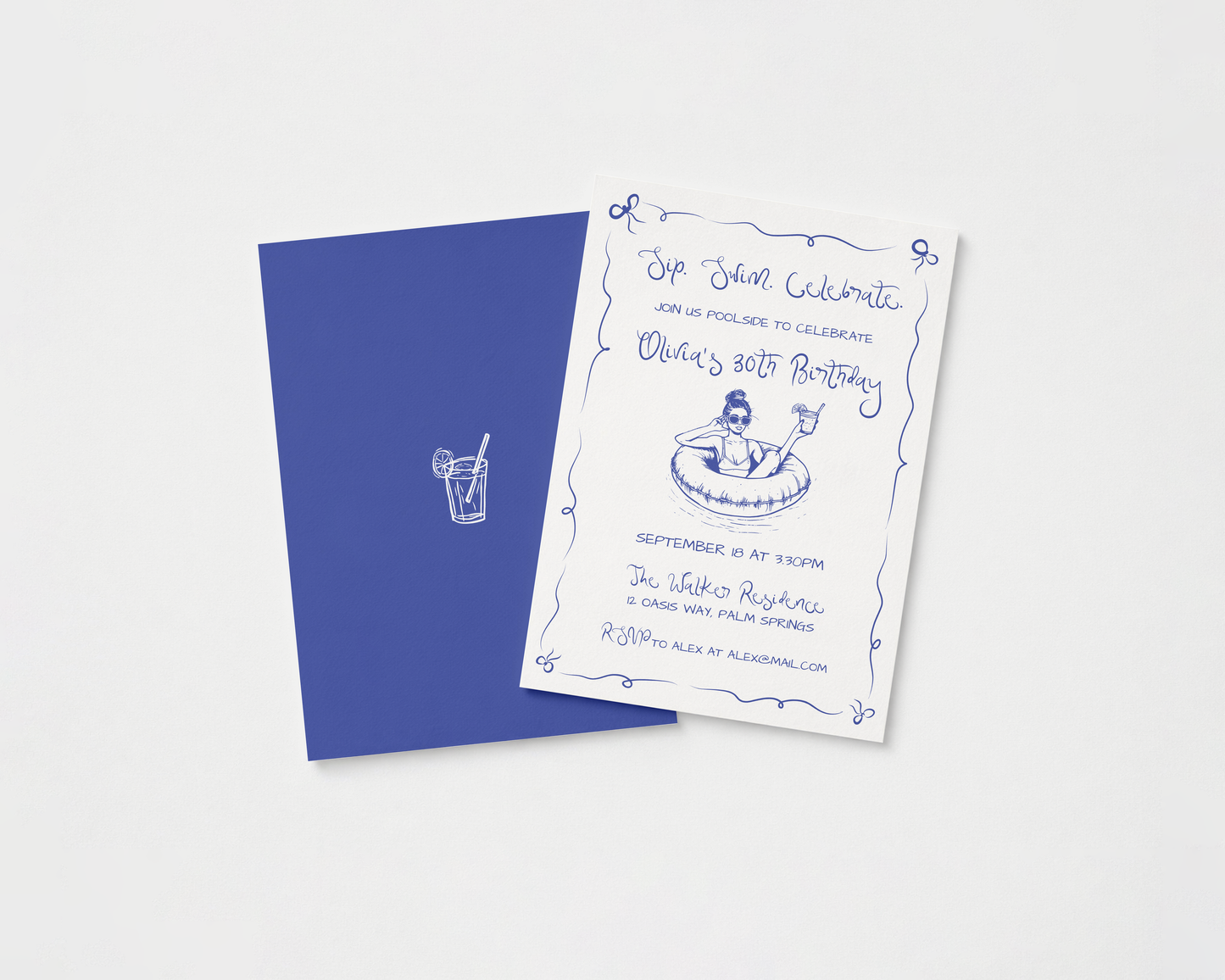 Pool Party Invitation Template | Hand Drawn Pool Float Design | Canva Template