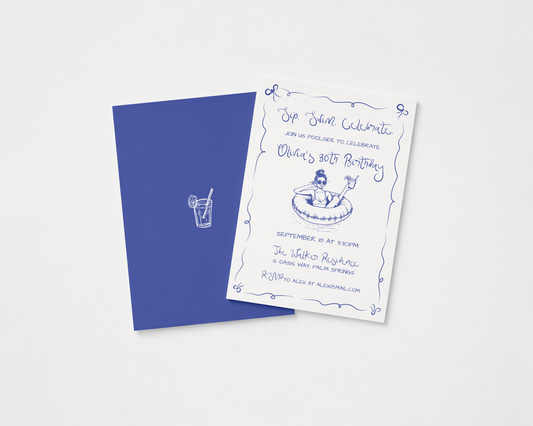 Pool Party Invitation Template | Hand Drawn Pool Float Design | Canva Template