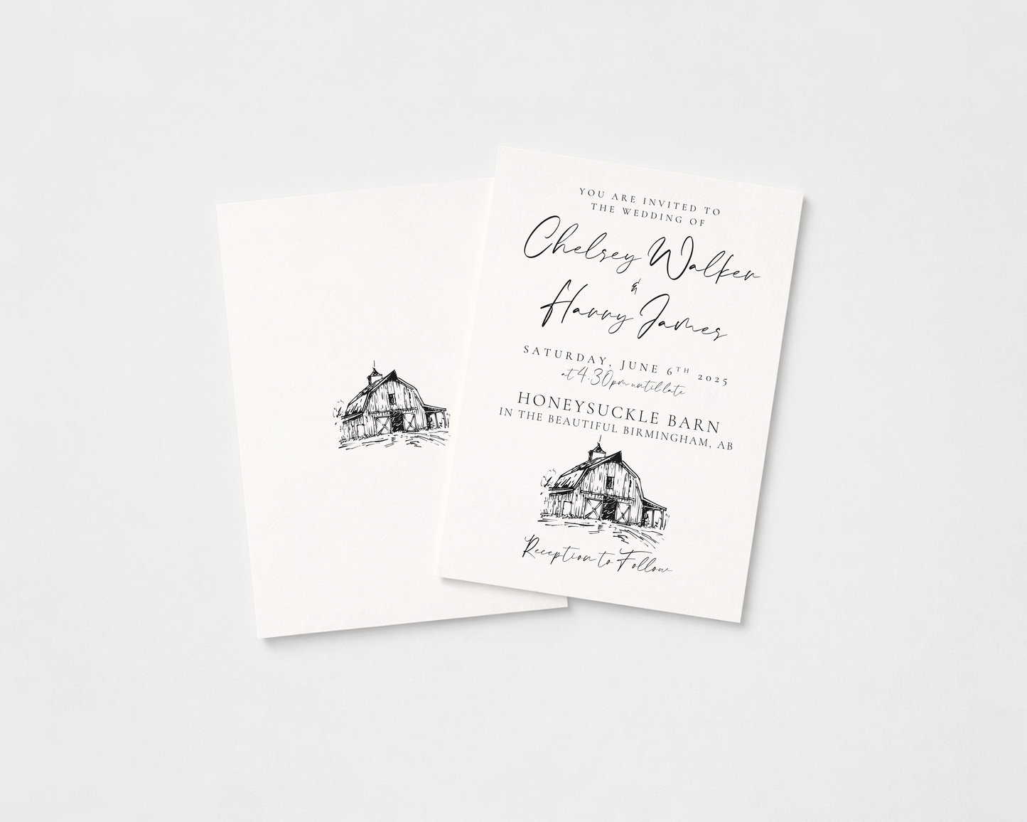 Rustic Barn Wedding Invitation | Hand Drawn Barn Design | Canva Template