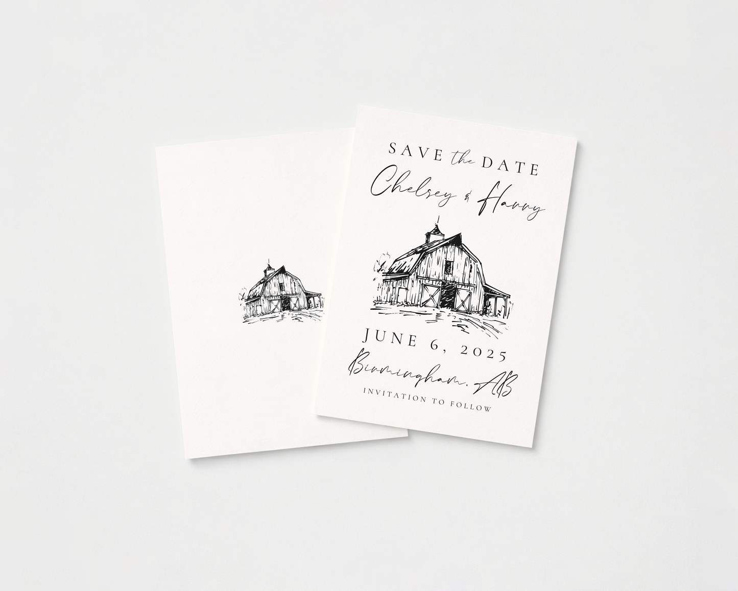 Wedding Save the Date | Hand Drawn Rustic Barn Design | Canva Template