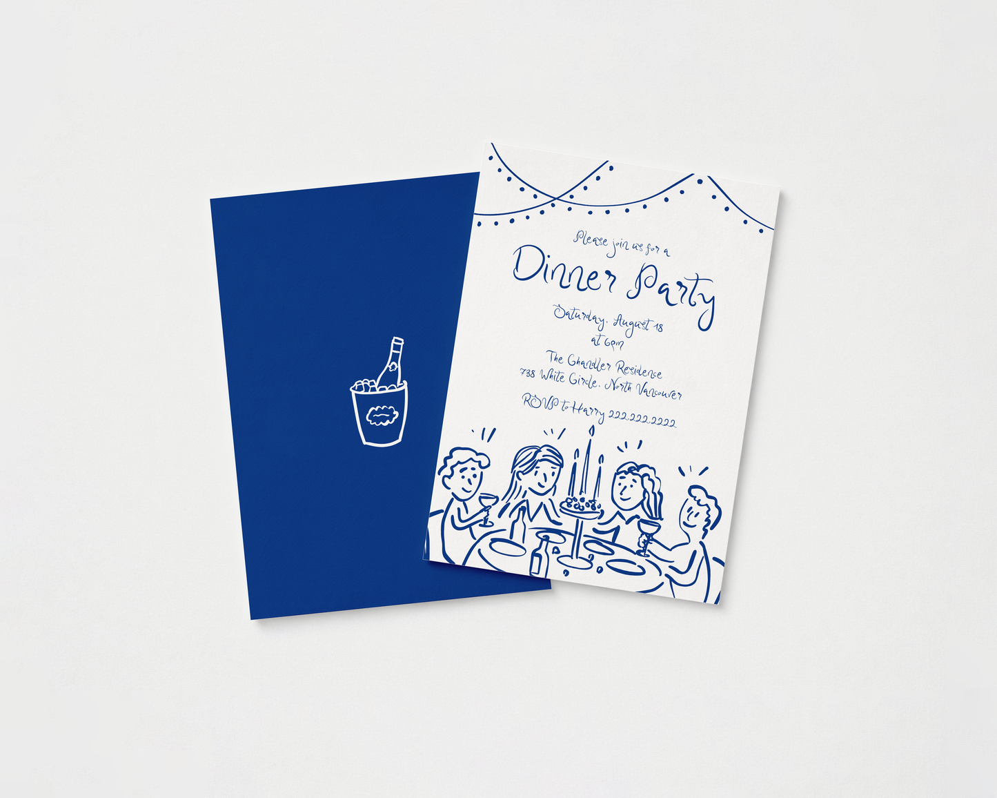 Whimsical Dinner Party Invitation | Hand Drawn Fun Tablescape Design | Canva Template