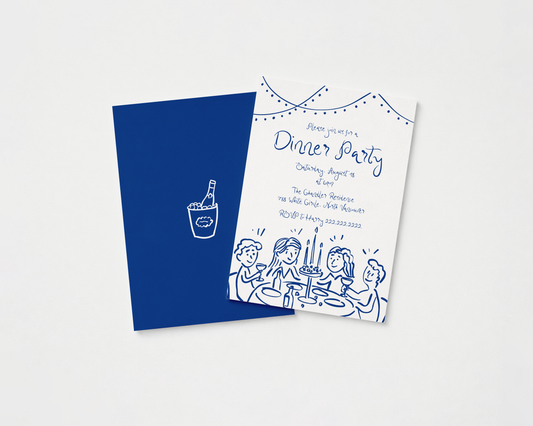Whimsical Dinner Party Invitation | Hand Drawn Fun Tablescape Design | Canva Template