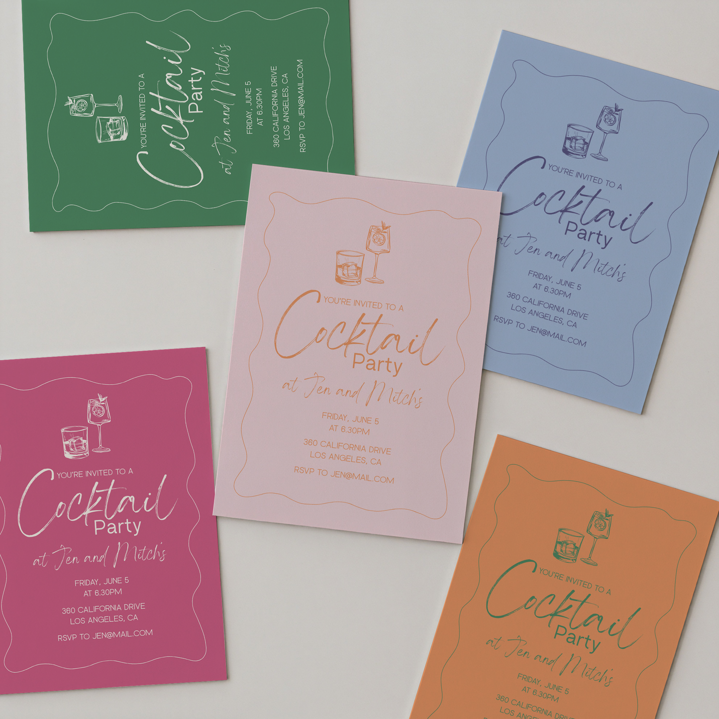 Cocktail Party Invitation | Hand Drawn Cocktail Design | Canva Template