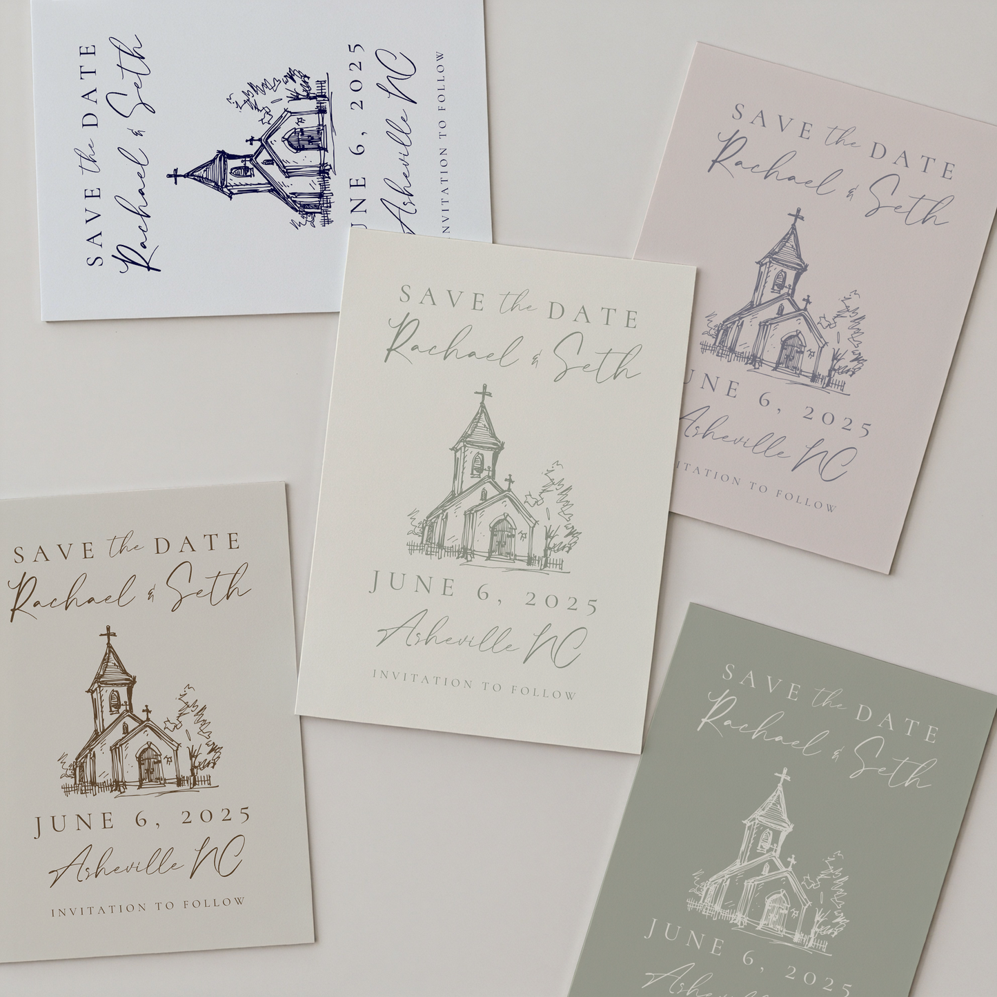 Wedding Save the Date | Hand Drawn Elegant Church Design | Canva Template