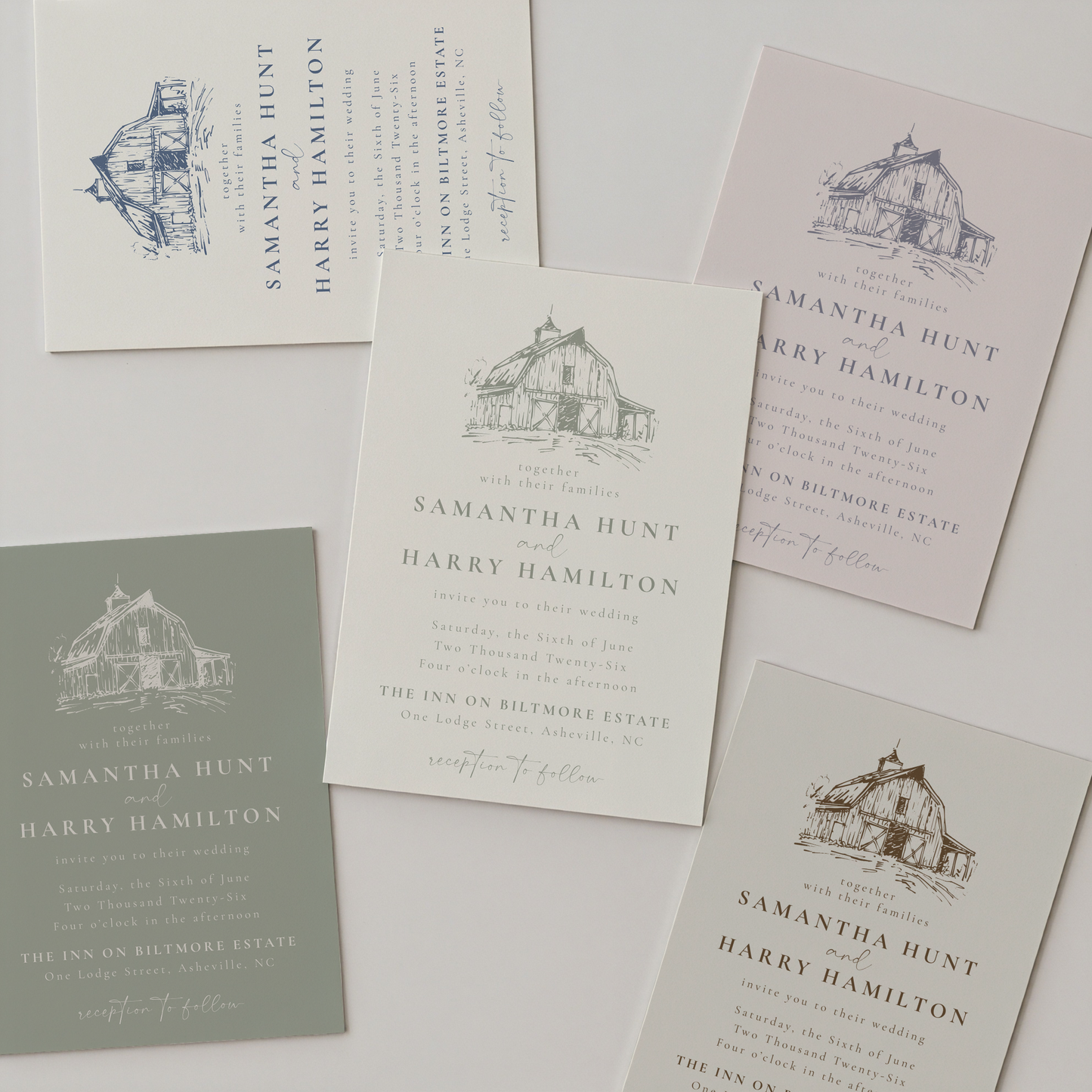 Formal Rustic Barn Wedding Invitation | Hand Drawn Barn Design | Canva Template