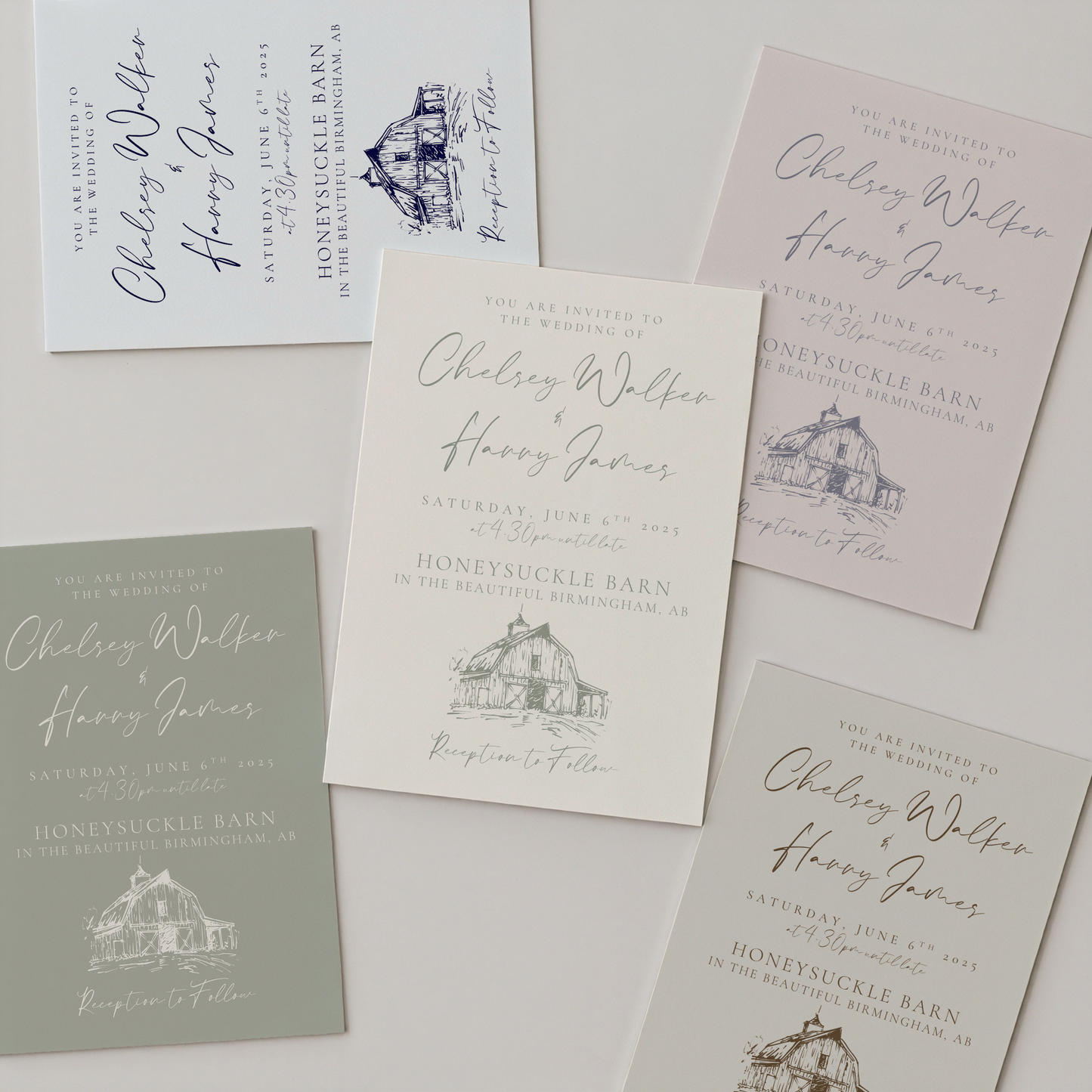 Rustic Barn Wedding Invitation | Hand Drawn Barn Design | Canva Template