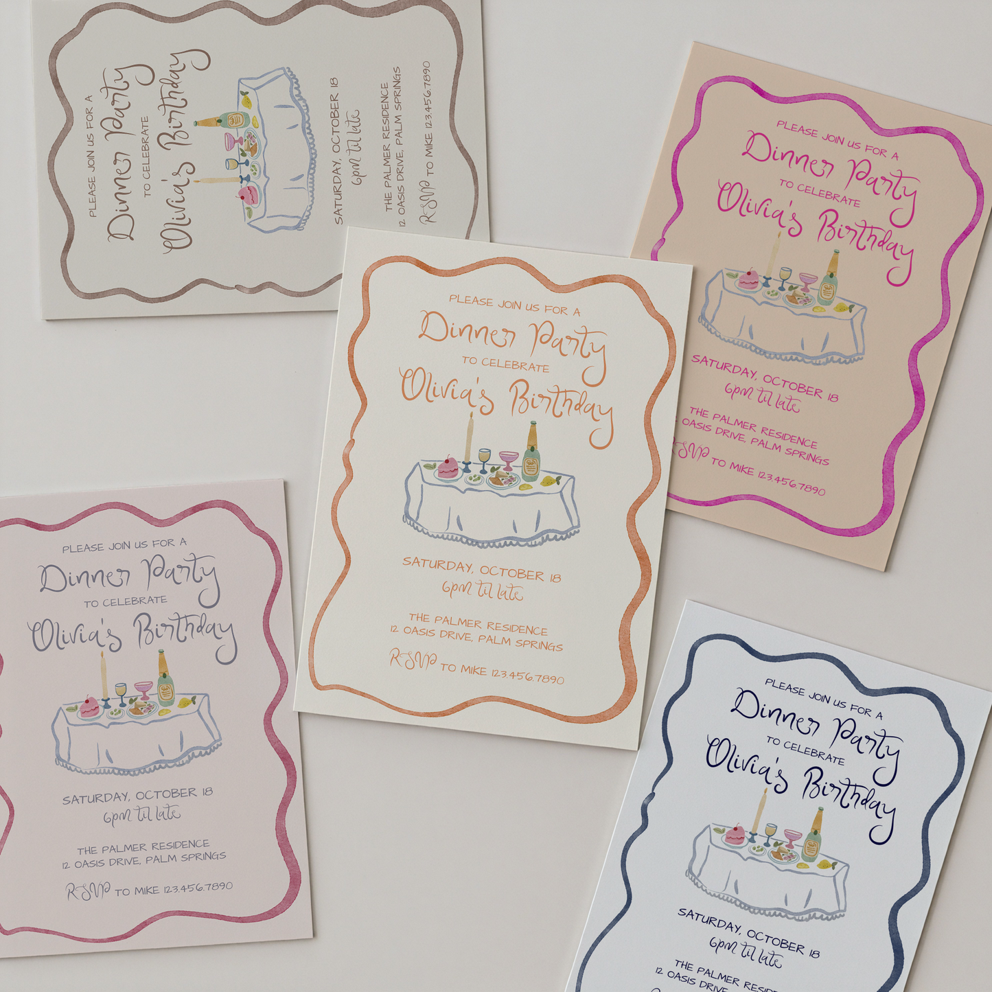 Dinner Party Invitation | Hand Drawn Watercolor Tablescape | Canva Template