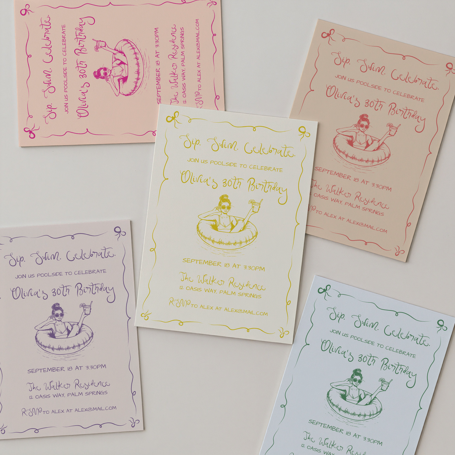 Pool Party Invitation Template | Hand Drawn Pool Float Design | Canva Template