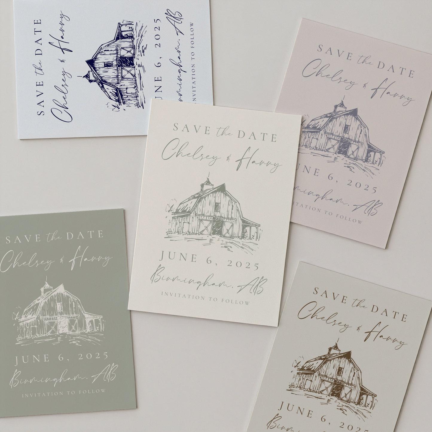 Wedding Save the Date | Hand Drawn Rustic Barn Design | Canva Template