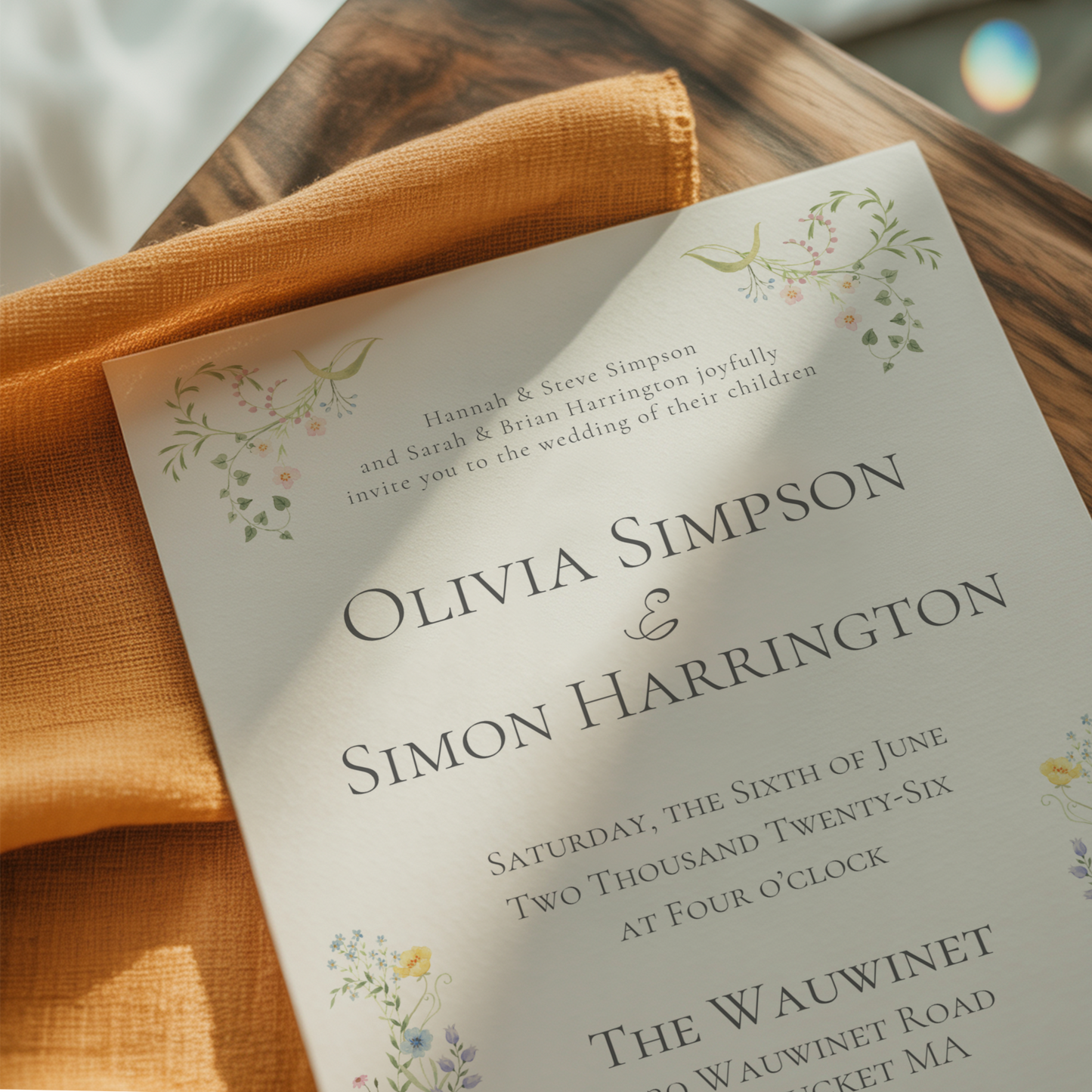 Whimsical Floral Wedding Invitation | Hand Drawn Wildflower Design | Canva Template