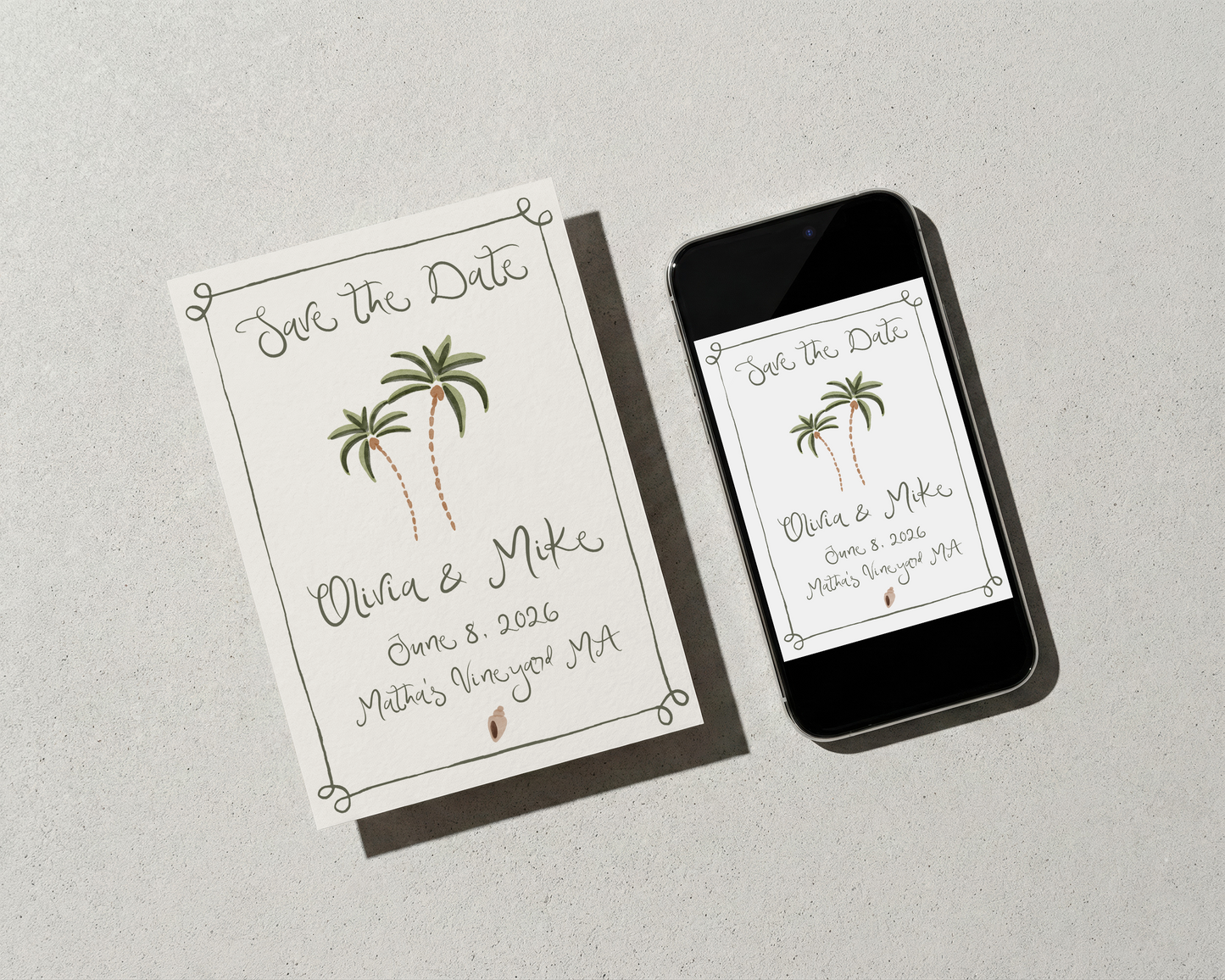 Wedding Save the Date | Hand Drawn Whimsical Coastal Design | Canva Template