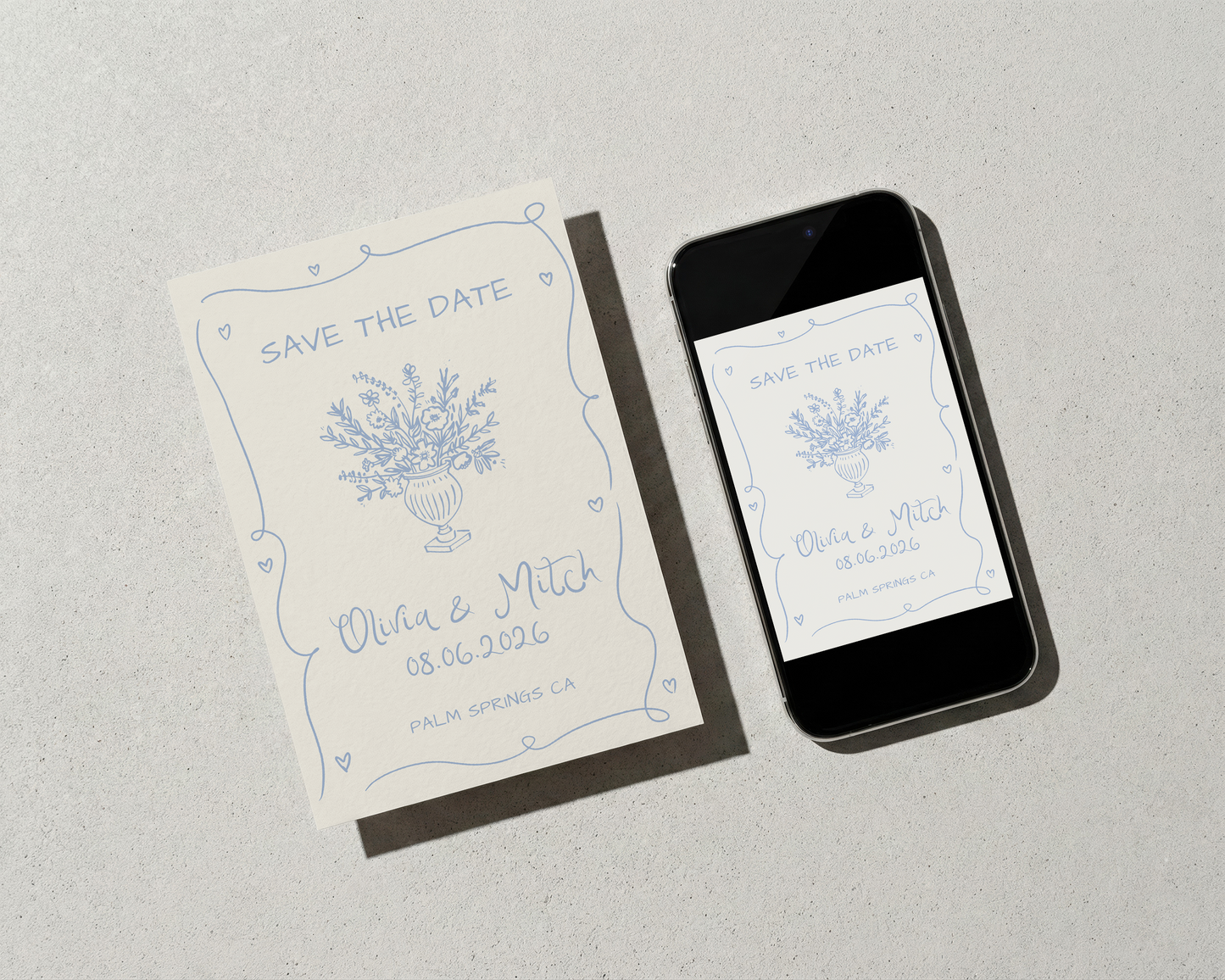 Wedding Save the Date | Hand Drawn Whimsical Floral Design | Canva Template