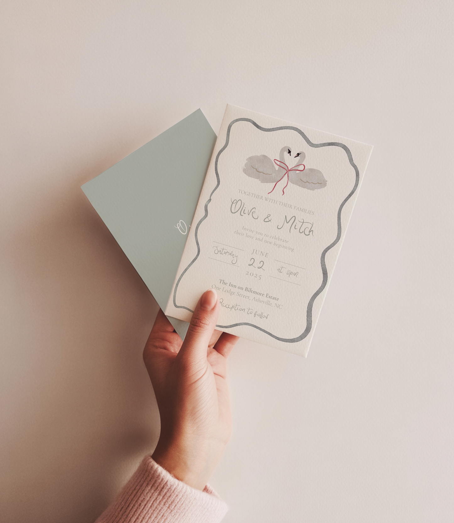 Whimsical Wedding Invitation | Hand Drawn Swan Design | Canva Template