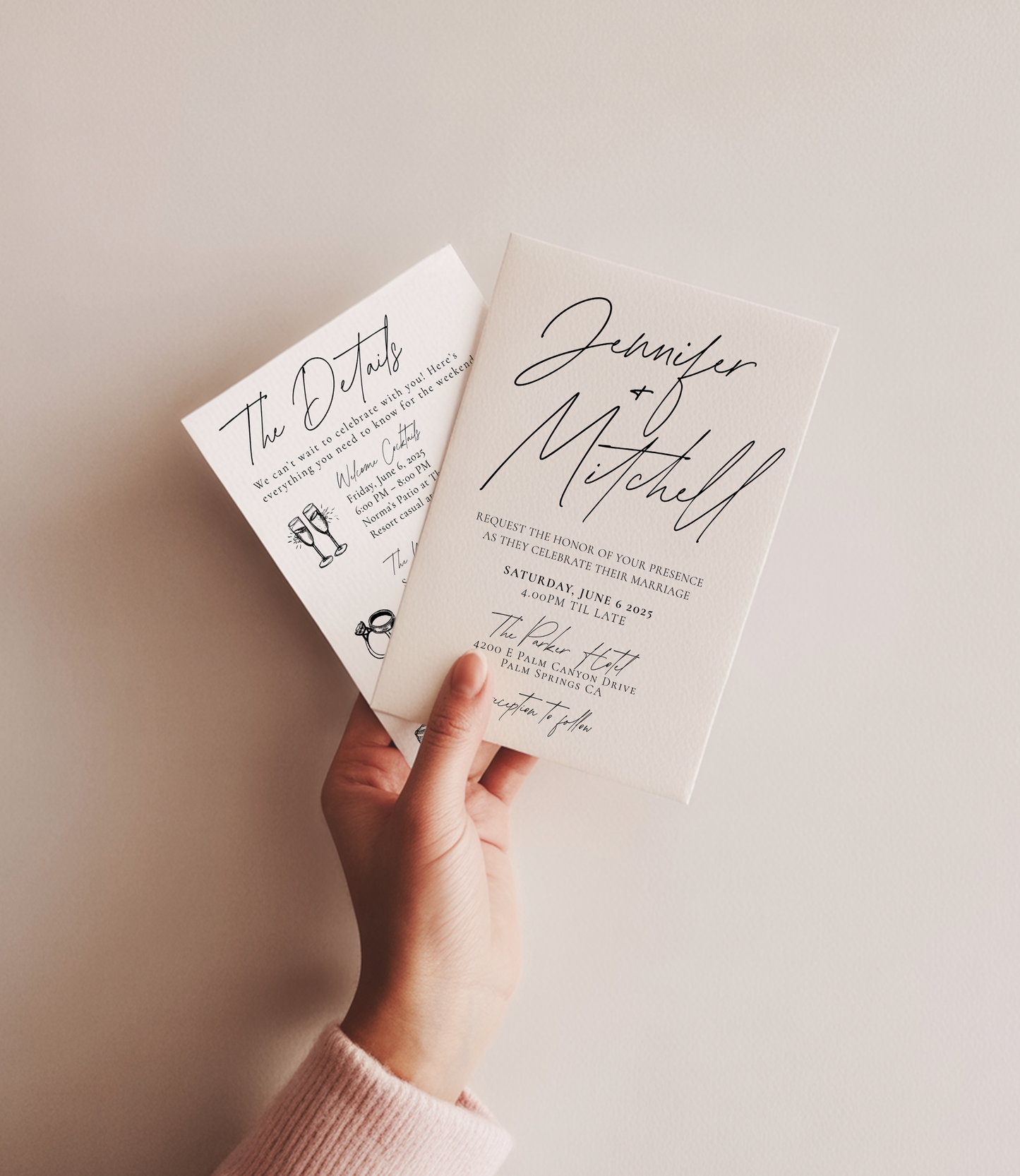 Minimalist Wedding Invitation Suite | Modern Script Design | Canva Template