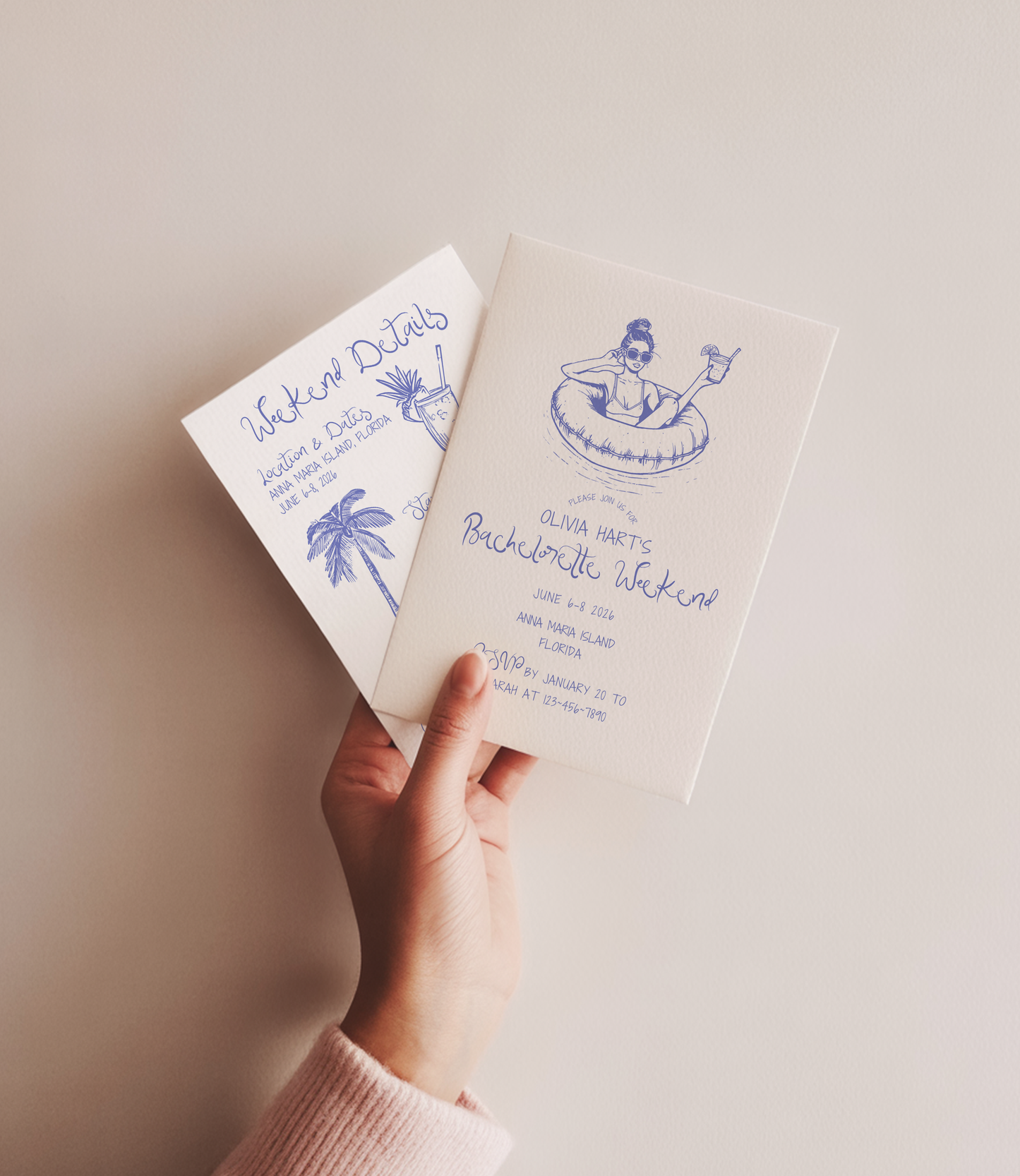 Coastal Bachelorette Invitation | Hand Drawn Beach Design | Canva Template