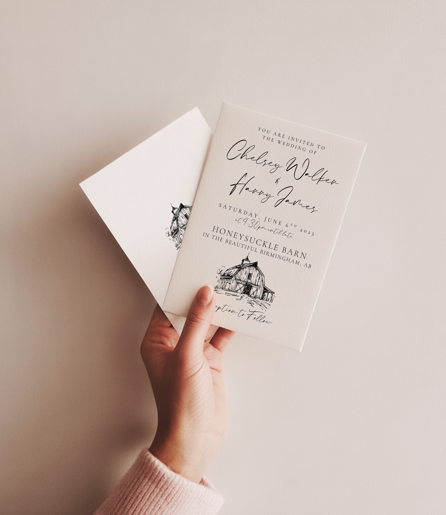 Rustic Barn Wedding Invitation | Hand Drawn Barn Design | Canva Template