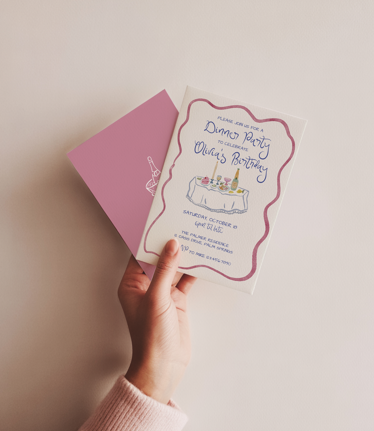 Dinner Party Invitation | Hand Drawn Watercolor Tablescape | Canva Template