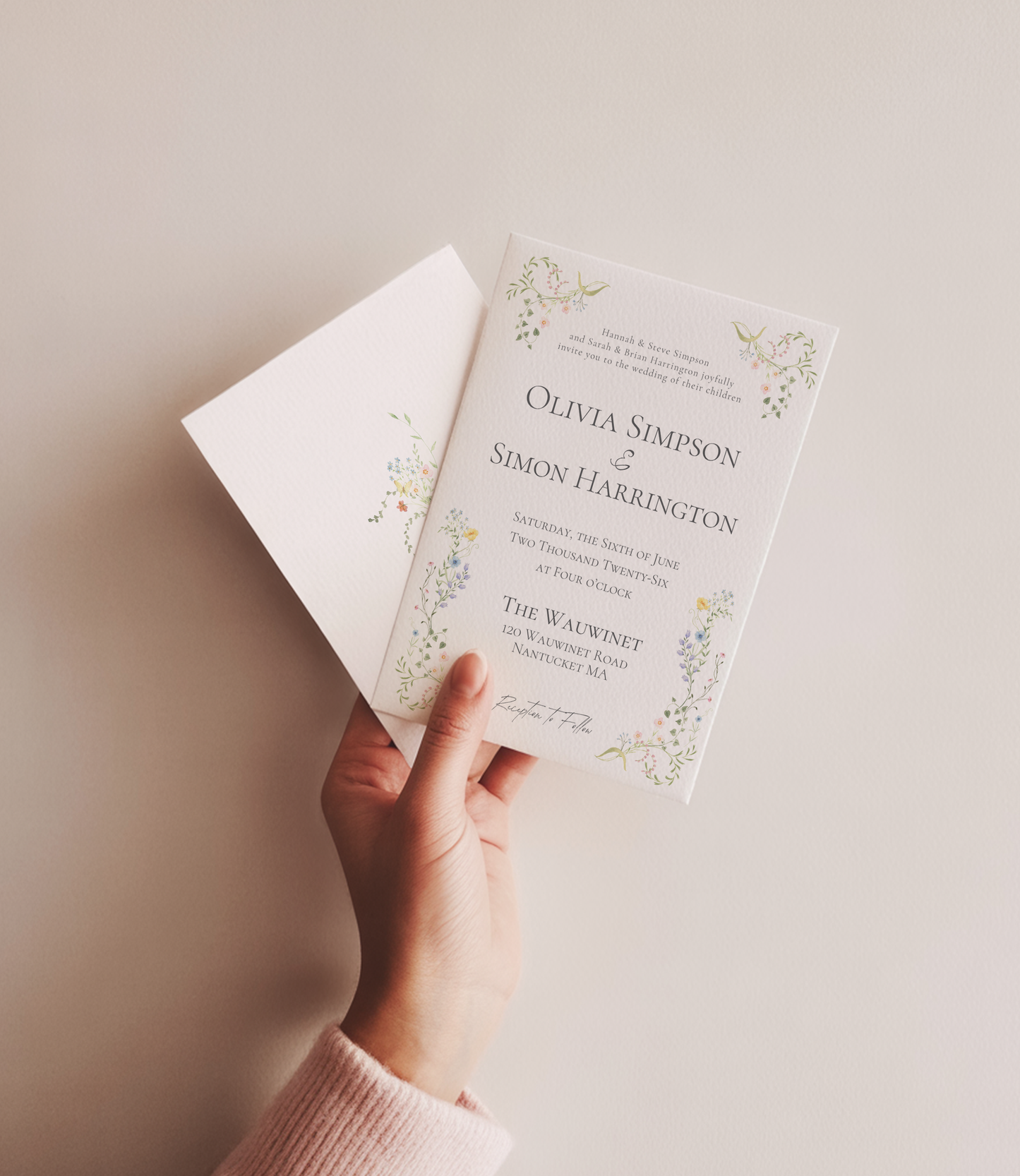 Whimsical Floral Wedding Invitation | Hand Drawn Wildflower Design | Canva Template