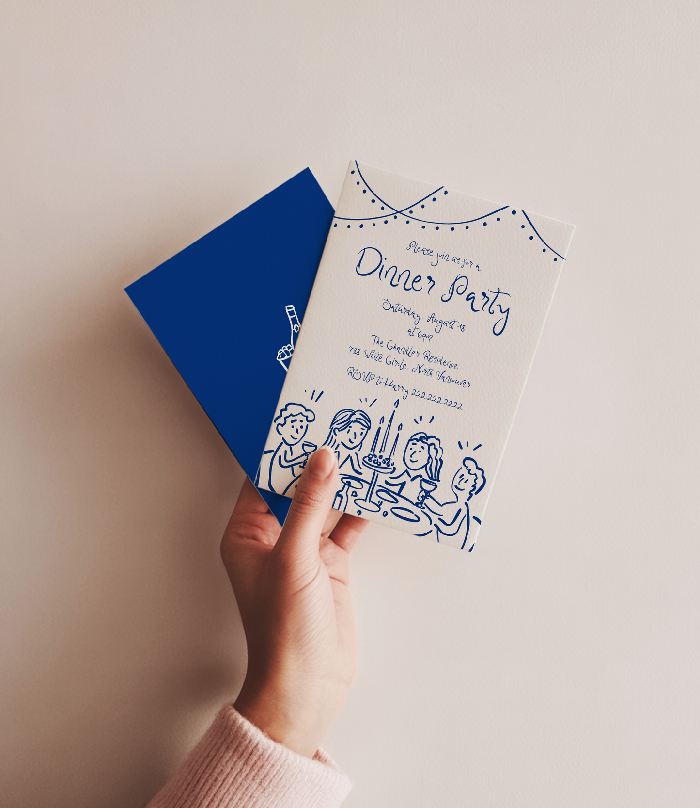Whimsical Dinner Party Invitation | Hand Drawn Fun Tablescape Design | Canva Template