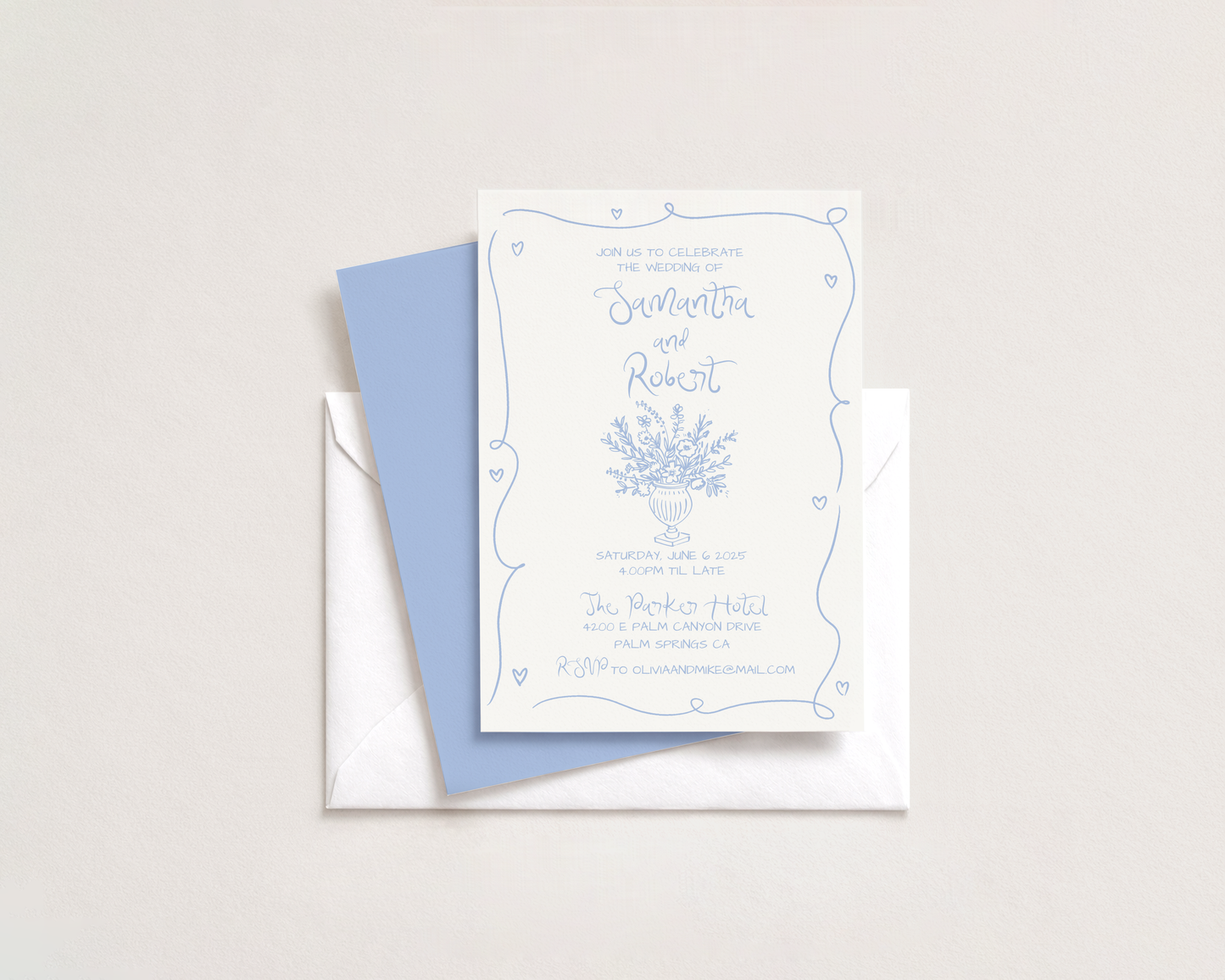 Whimsical Floral Invitation | Hand Drawn Floral Design |Canva Template