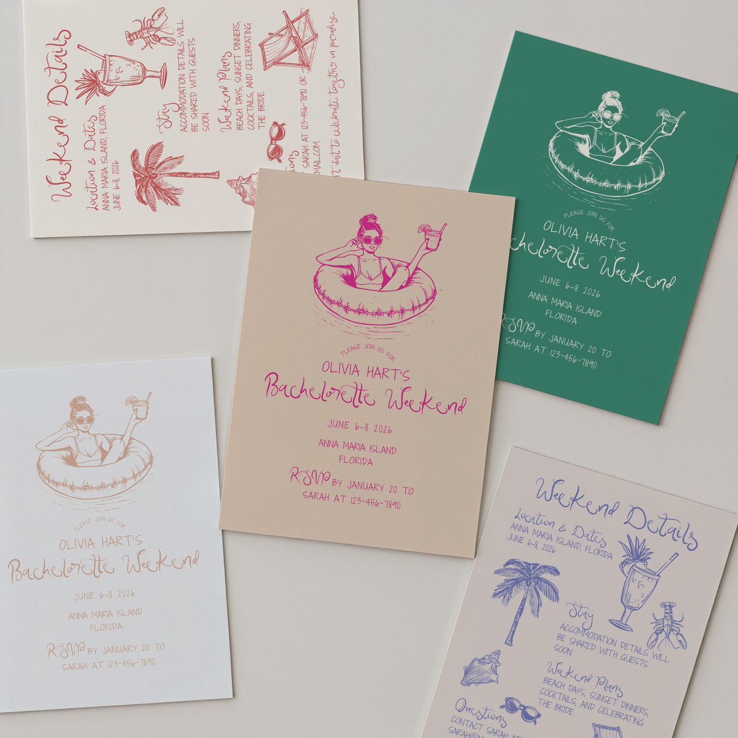 Coastal Bachelorette Invitation | Hand Drawn Beach Design | Canva Template