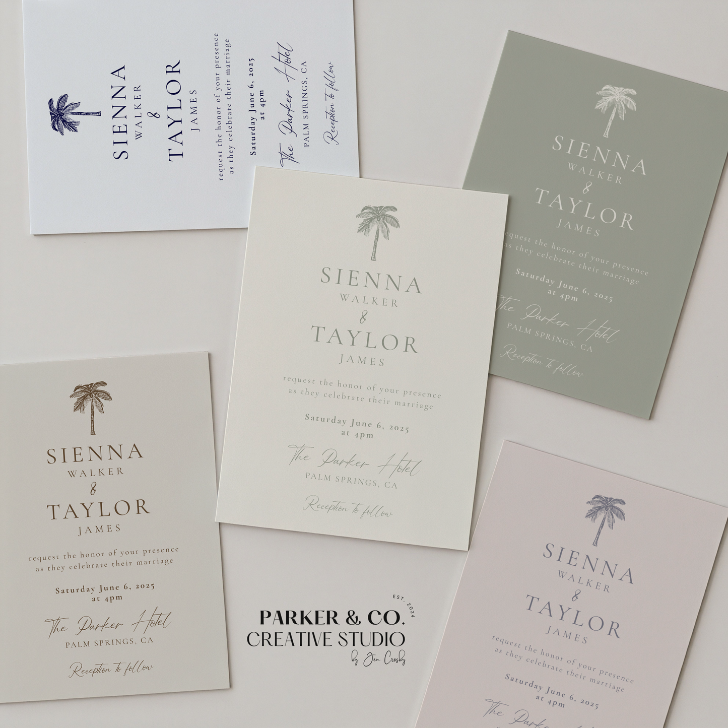 Coastal Wedding Invitation Suite | Hand Drawn Palm Tree Design | Canva Template