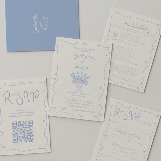 Whimsical Floral Wedding Invitation Suite | Hand Drawn Floral Design | Canva Template