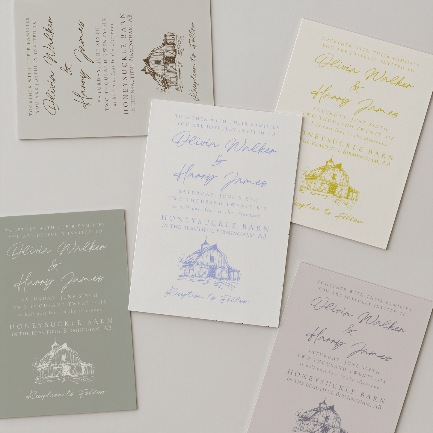 Rustic Wedding Invitation Suite | Hand Drawn Barn Design | Canva Template