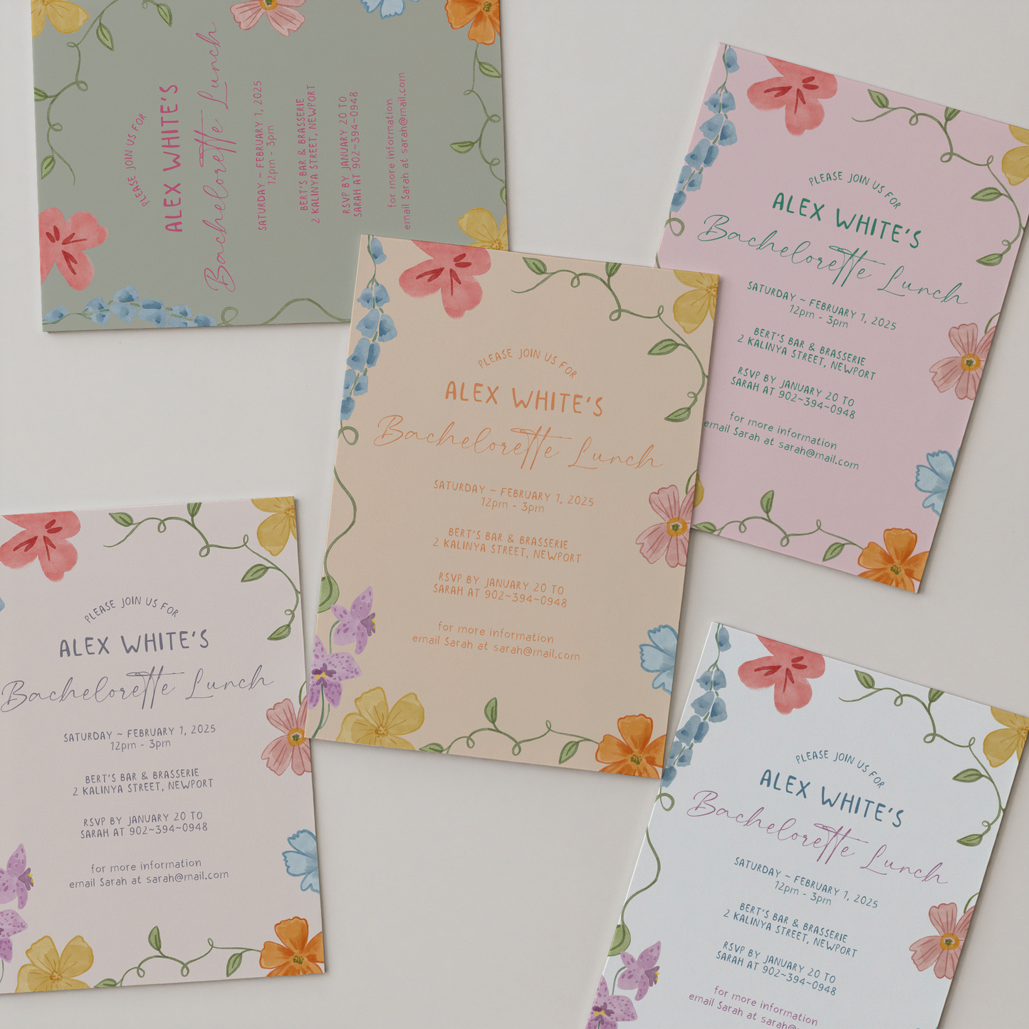 Floral Bachelorette Invitation| Hand Drawn Garden Design | Canva Template