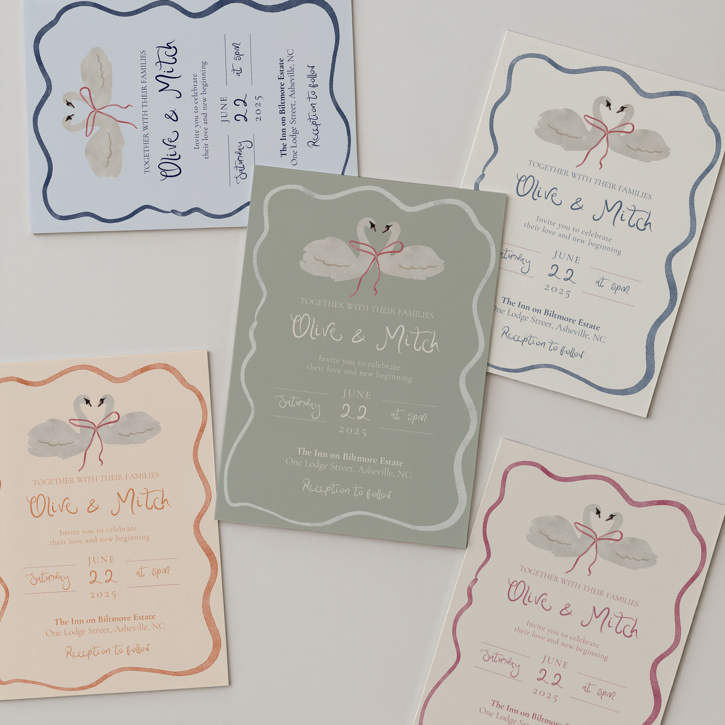 Whimsical Wedding Invitation | Hand Drawn Swan Design | Canva Template