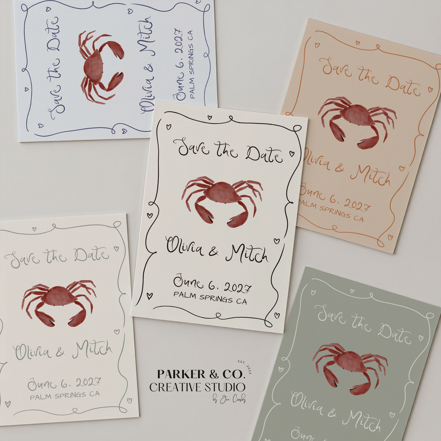 Wedding Save the Date | Whimsical Coastal Crab Design | Canva Template