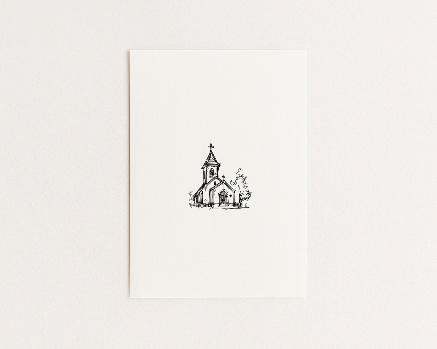 Wedding Save the Date | Hand Drawn Elegant Church Design | Canva Template