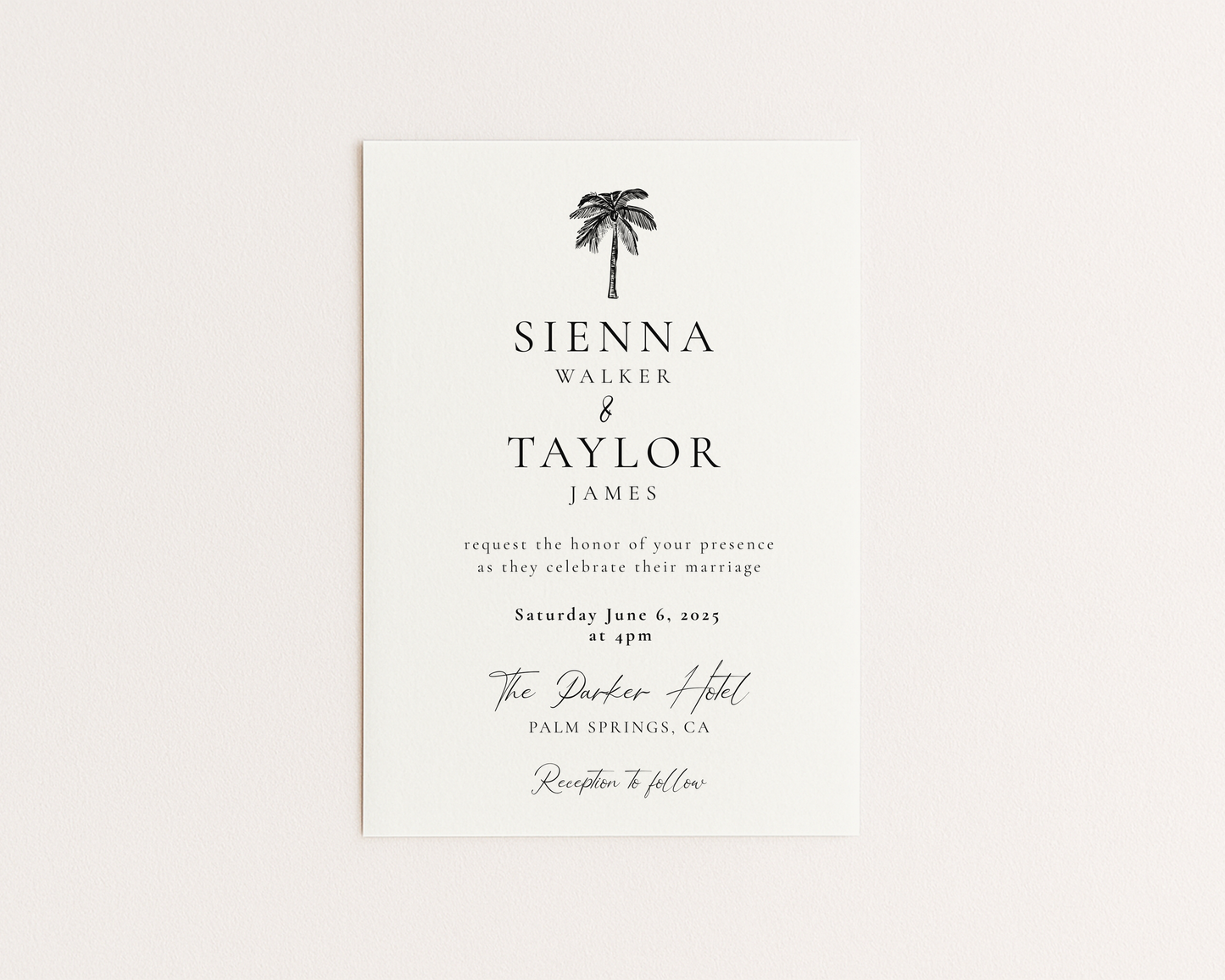 Coastal Wedding Invitation Suite | Hand Drawn Palm Tree Design | Canva Template