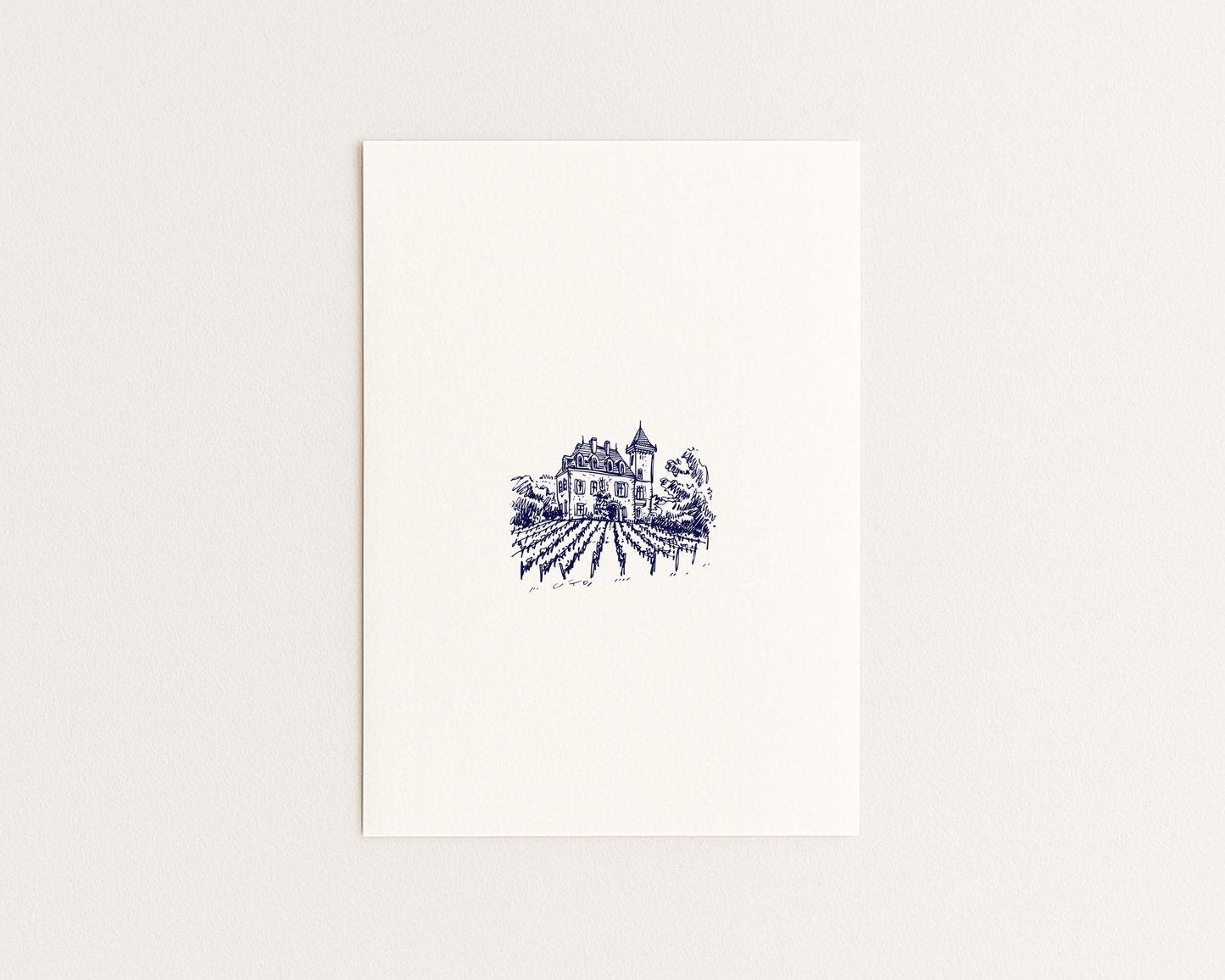 Vineyard Wedding Invitation Template | Hand Drawn Chateau Vineyard Design | Canva Template