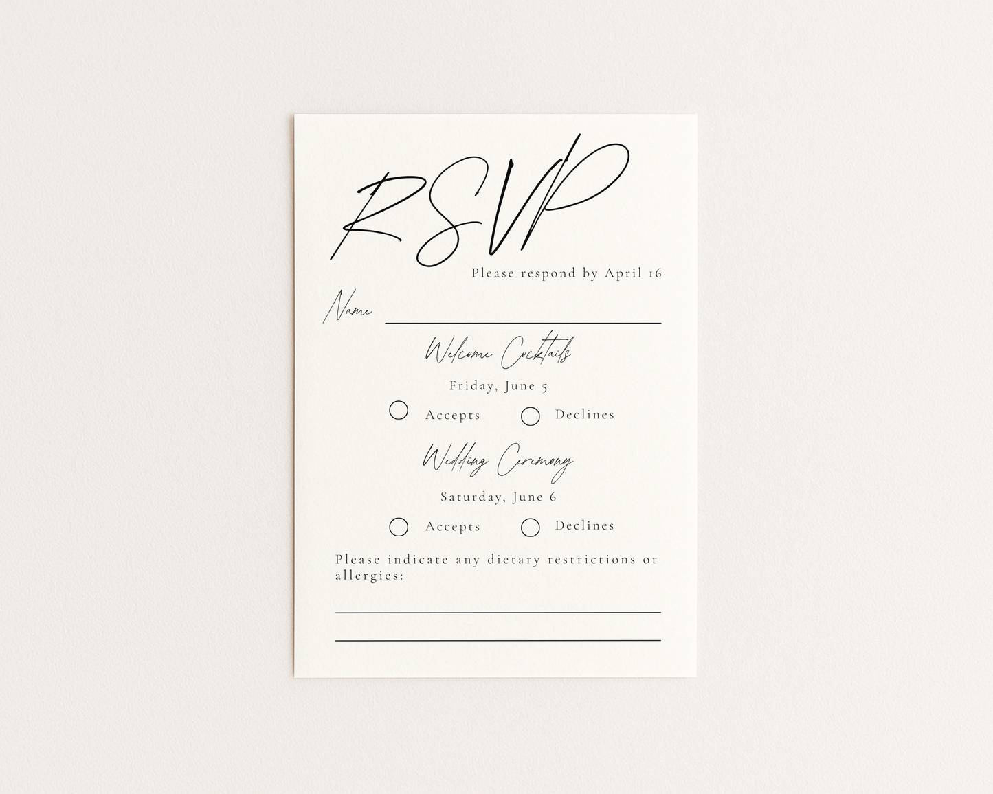 Minimalist Wedding Invitation Suite | Modern Script Design | Canva Template