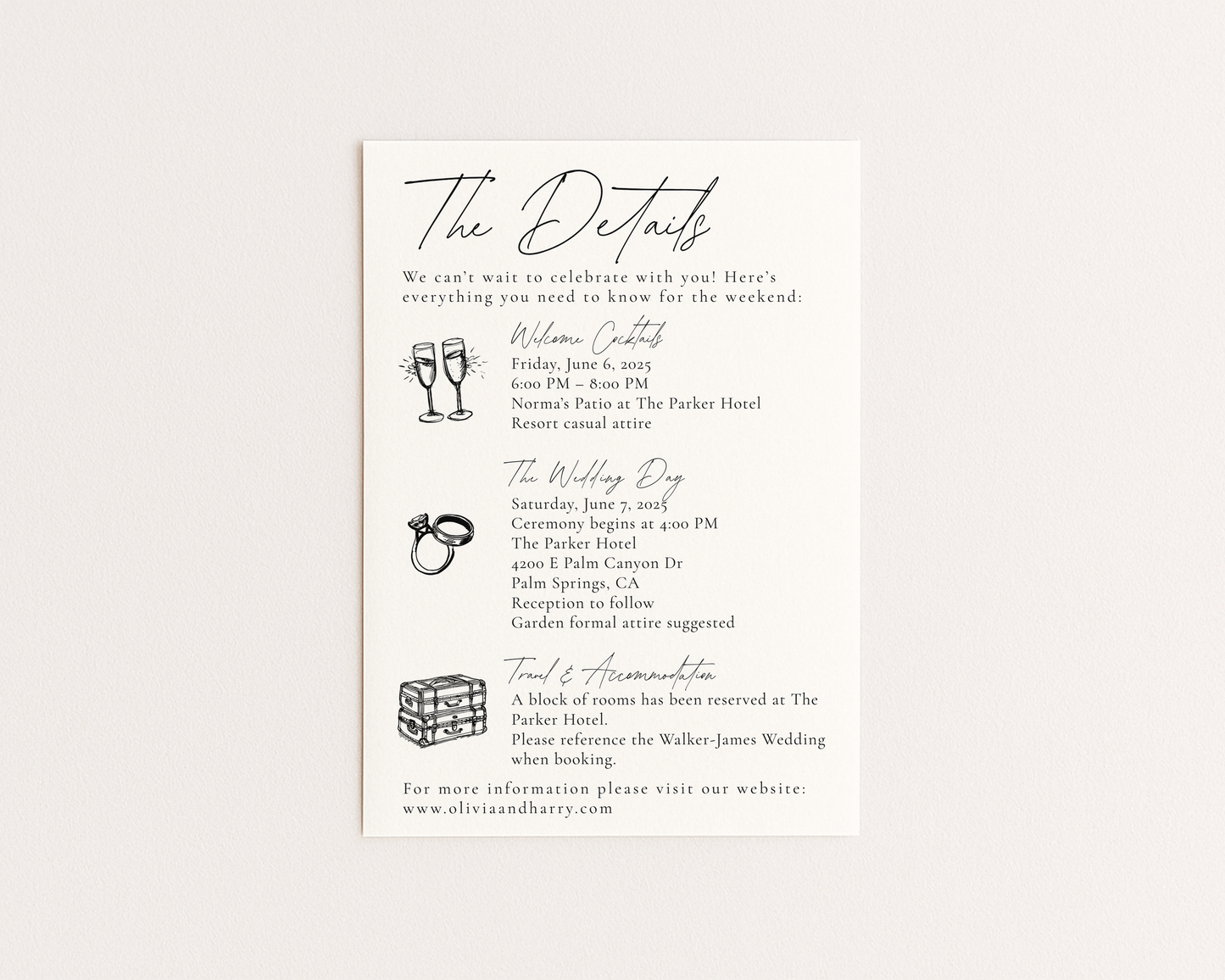 Minimalist Wedding Invitation Suite | Modern Script Design | Canva Template