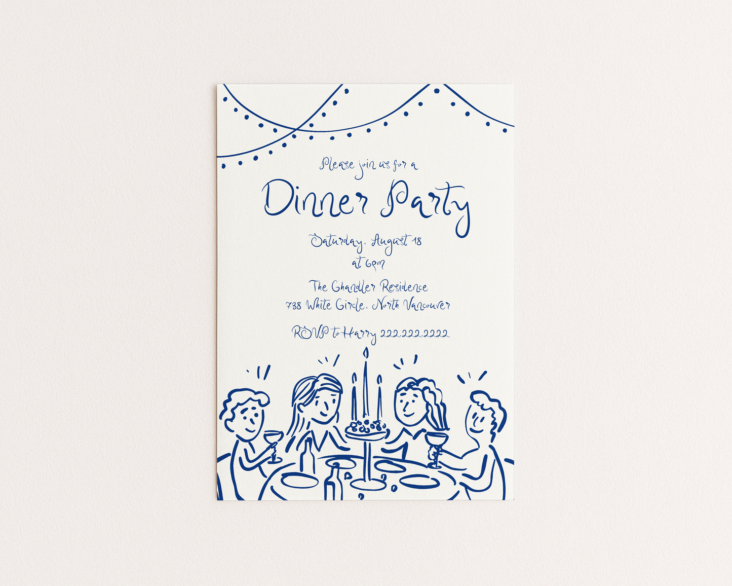 Whimsical Dinner Party Invitation | Hand Drawn Fun Tablescape Design | Canva Template