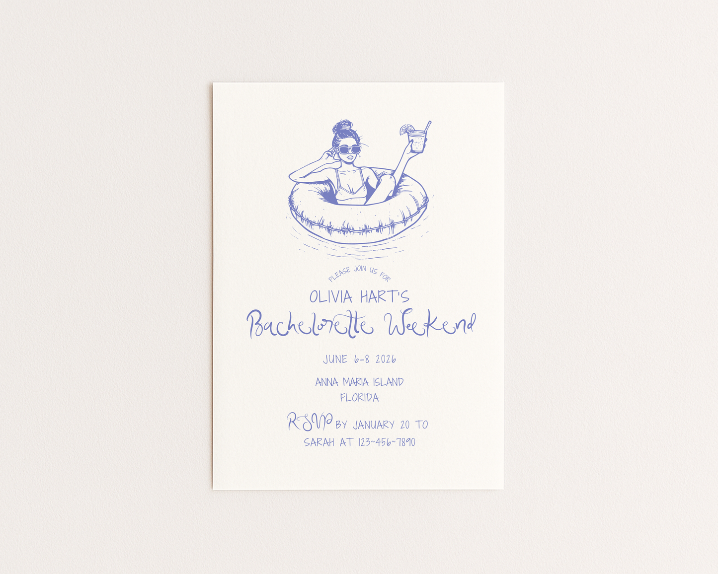 Coastal Bachelorette Invitation | Hand Drawn Beach Design | Canva Template