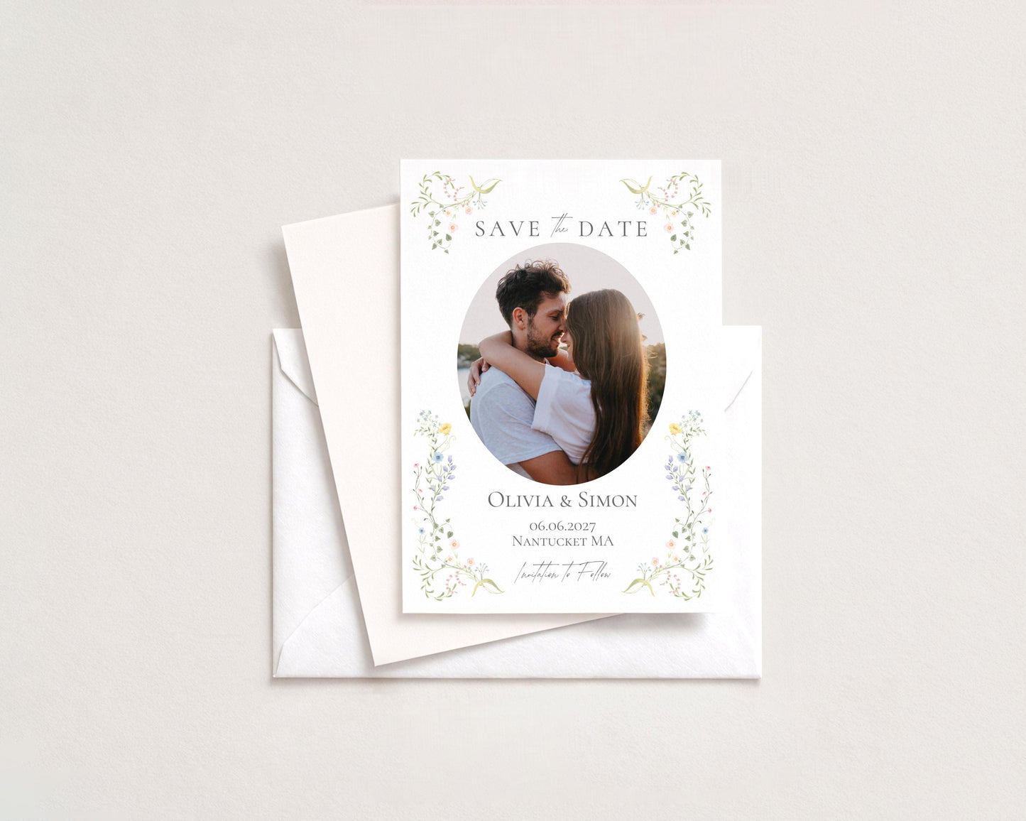 Wedding Save the Date | Hand Drawn Wildflower Design | Canva Template