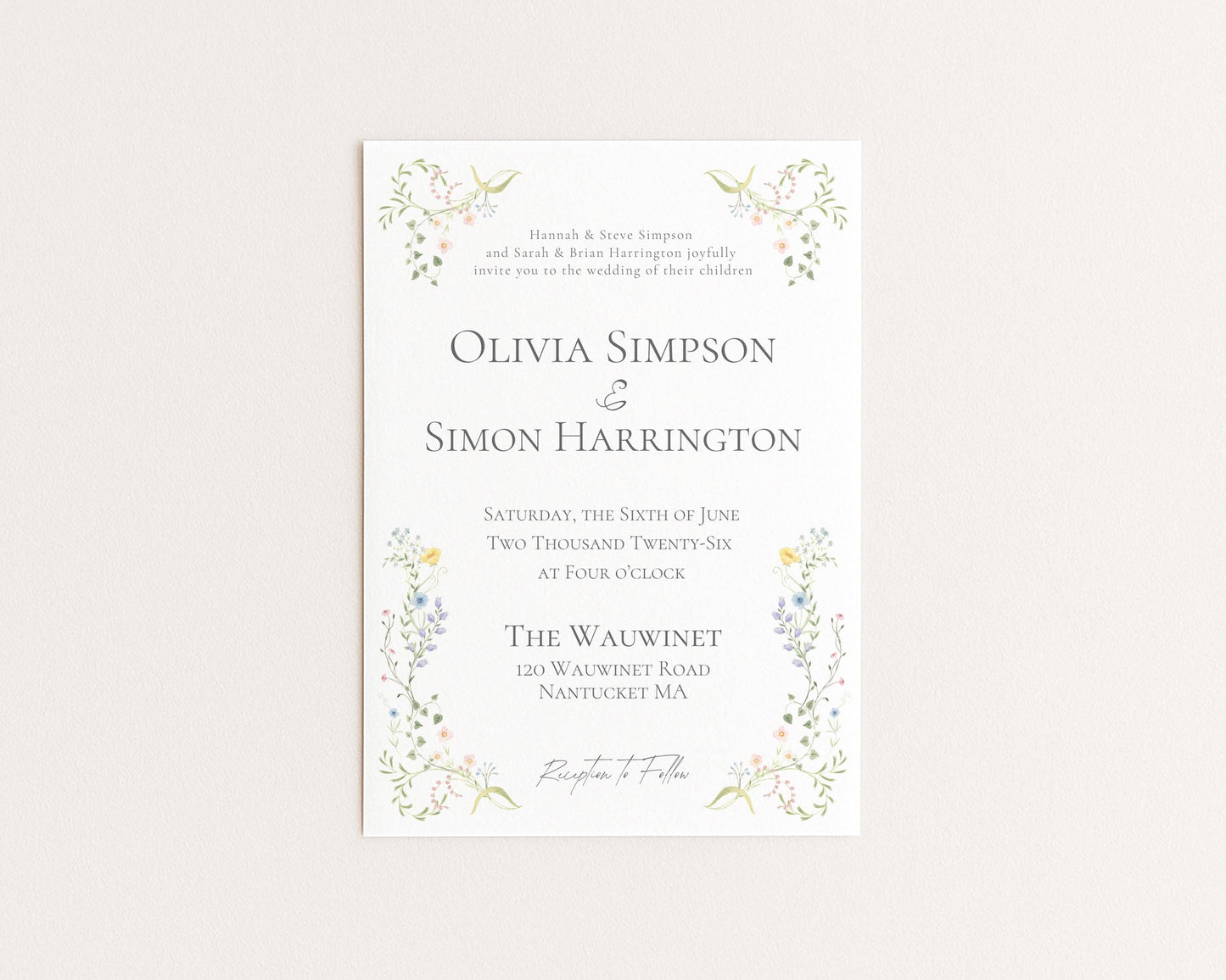 Whimsical Floral Wedding Invitation | Hand Drawn Wildflower Design | Canva Template