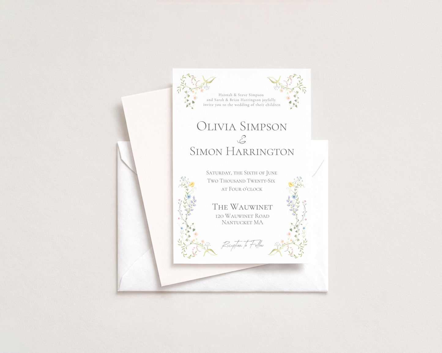 Whimsical Floral Wedding Invitation | Hand Drawn Wildflower Design | Canva Template