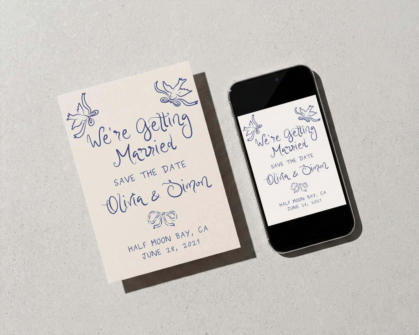 Wedding Save the Date | Whimsical Dove Design | Canva Template