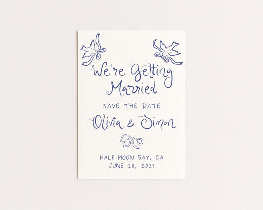 Wedding Save the Date | Whimsical Dove Design | Canva Template